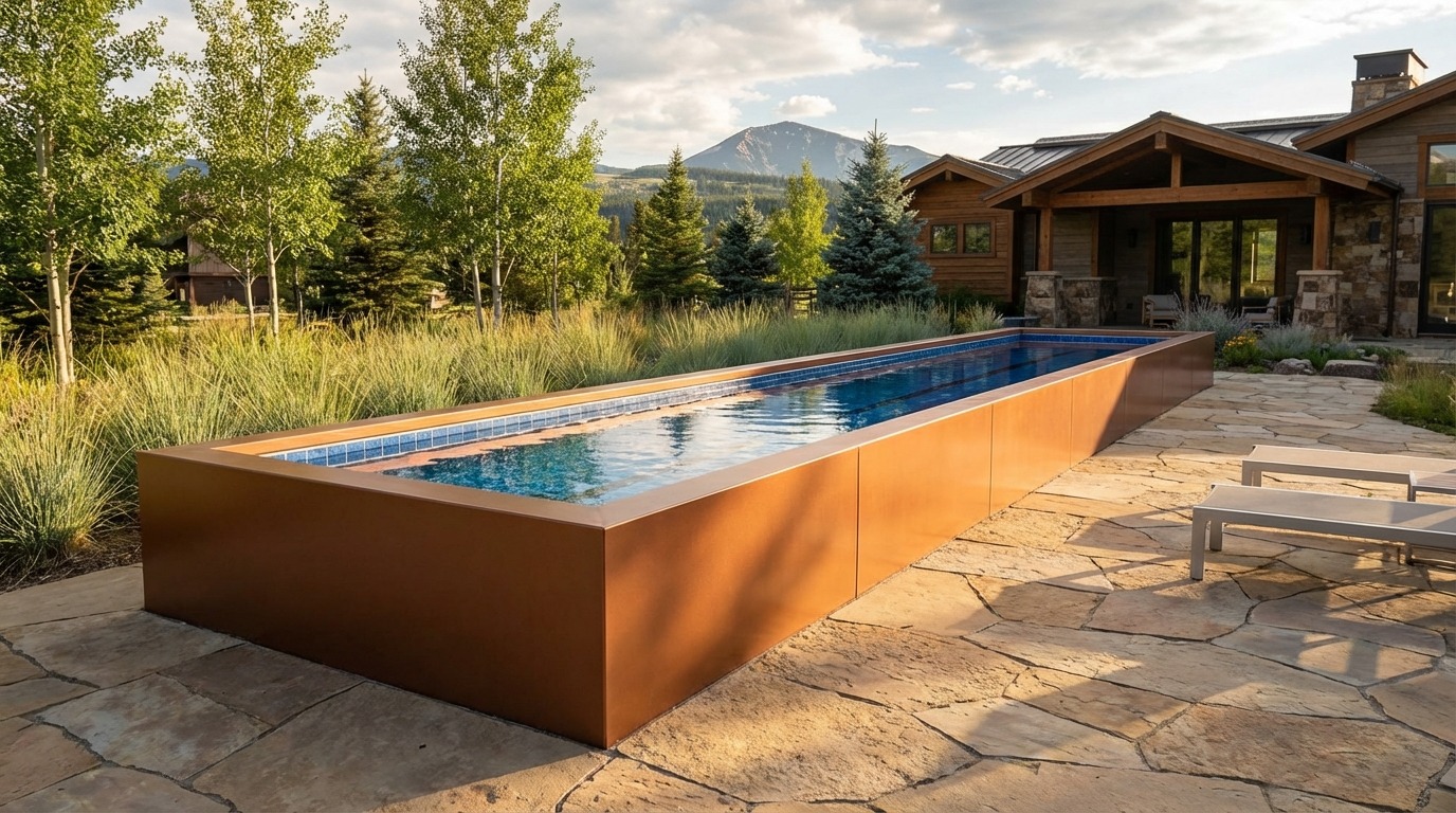 8 x 32 Espresso Copper Blue Matrix Architectural Pool