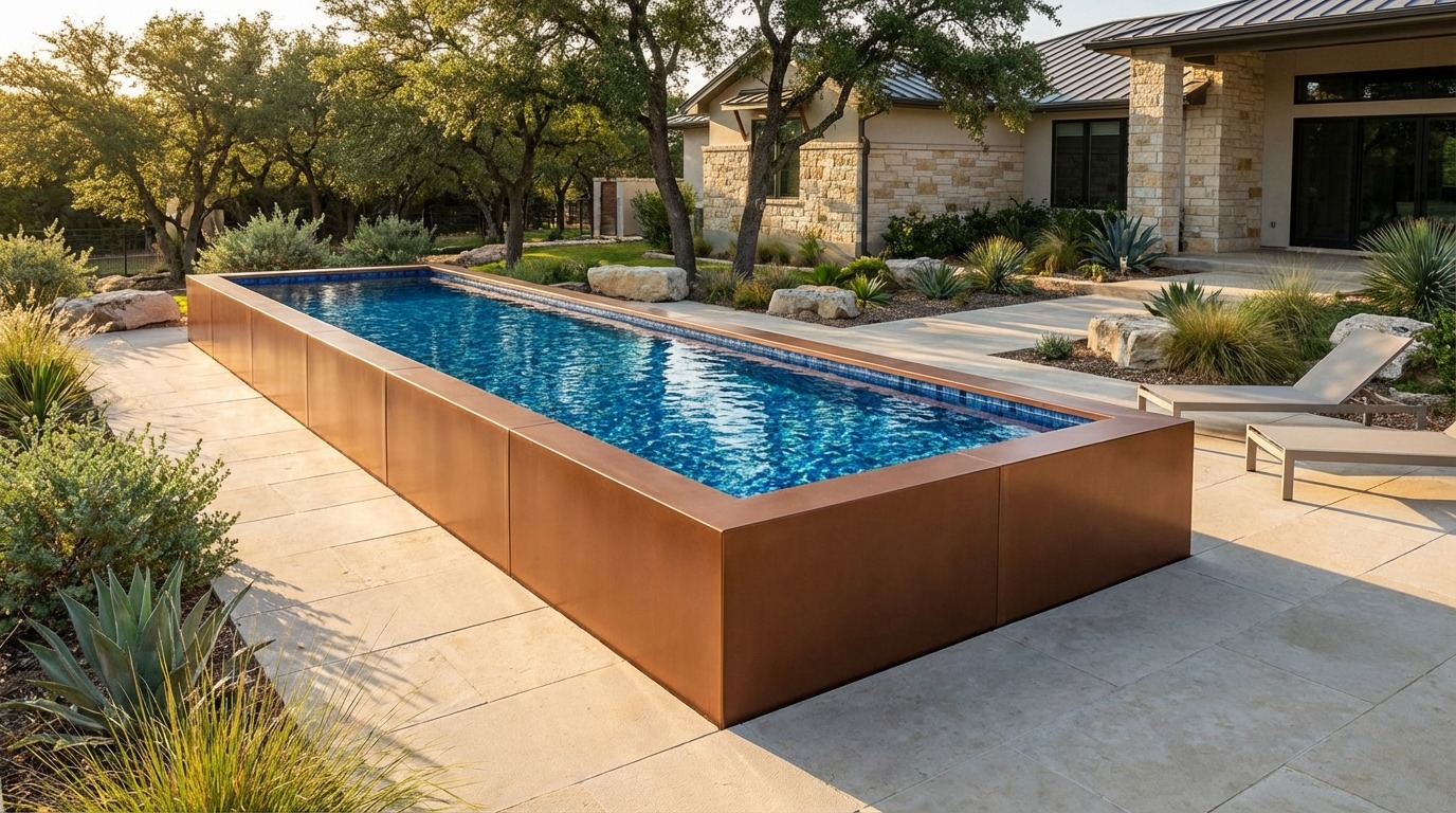 8 x 32 Espresso Copper Mystic Blue Architectural Pool