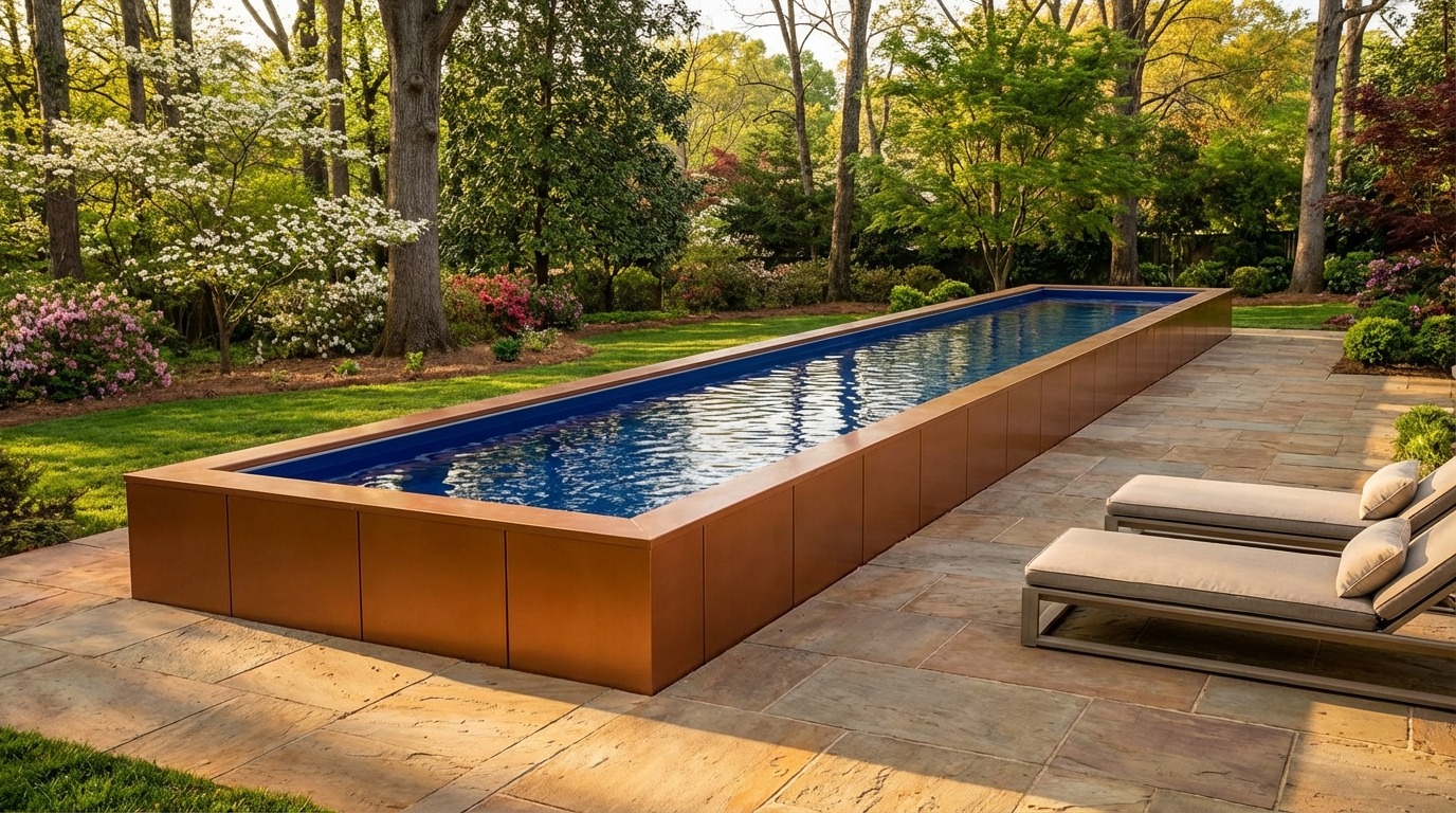8 x 32 Espresso Copper Deep Sea Blue Architectural Pool