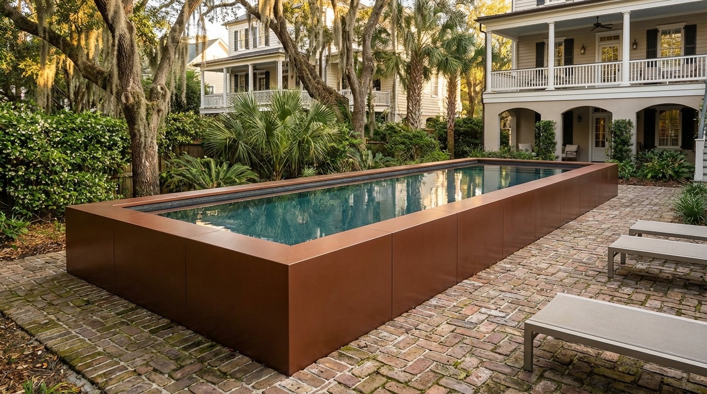 8 x 32 Espresso Copper Titanium Stone Architectural Pool