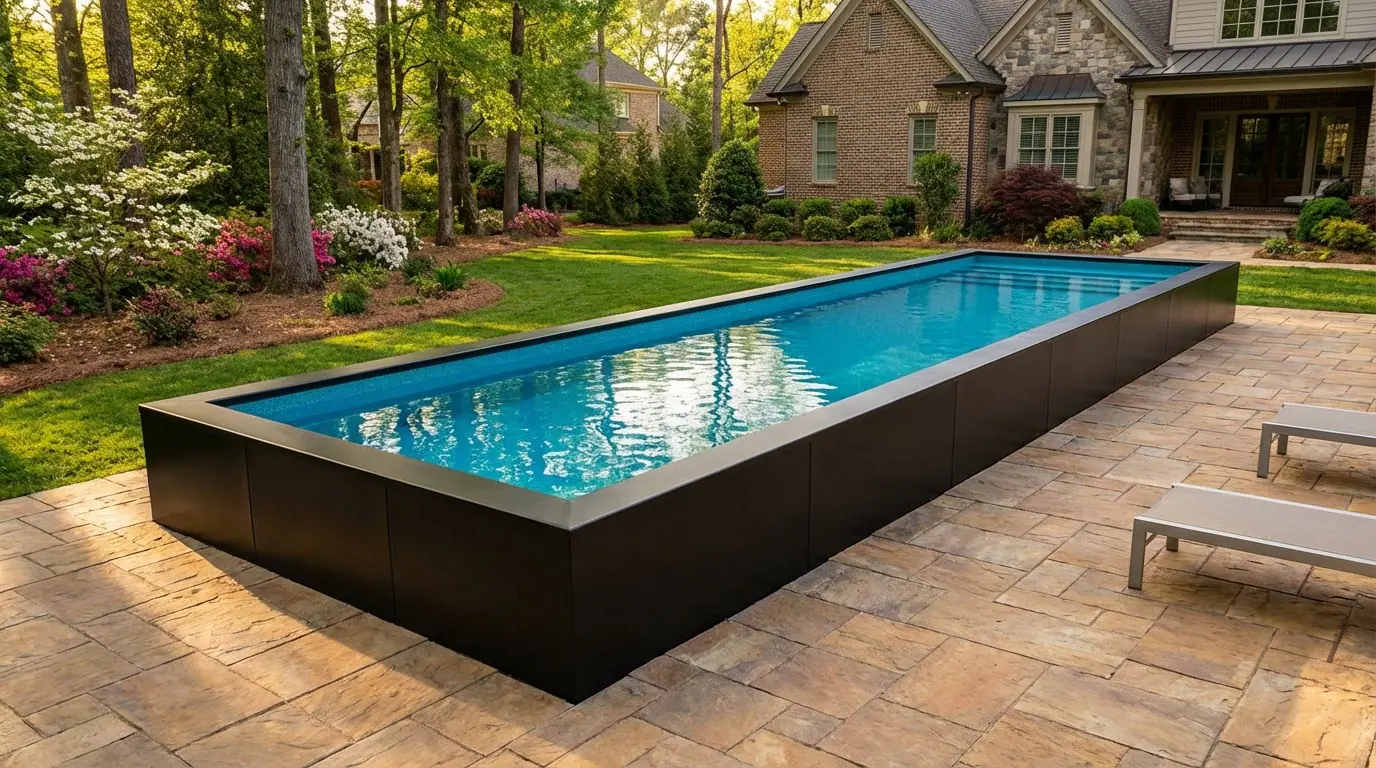 8 x 32 Midnight Black Blue Topaz Architectural Pool