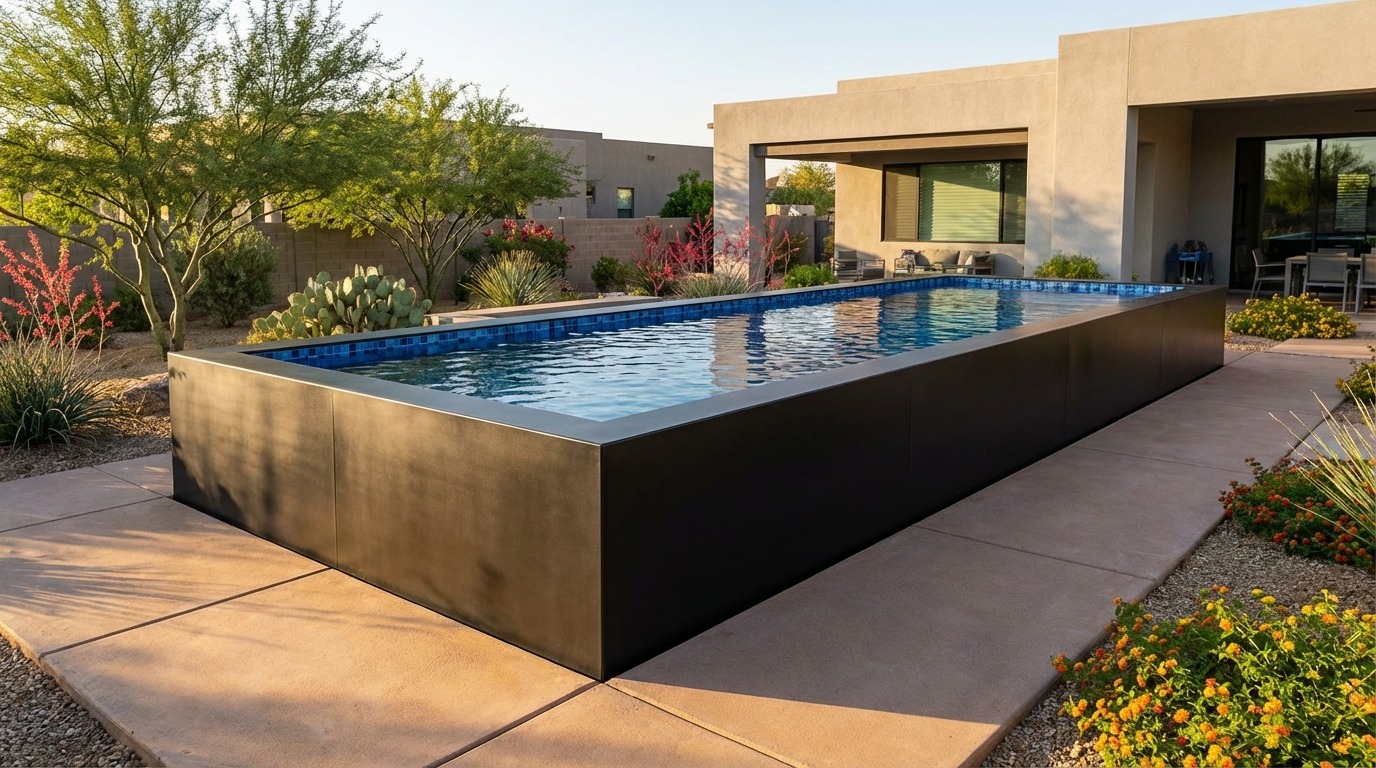 8 x 32 Midnight Black Mystic Blue Architectural Pool