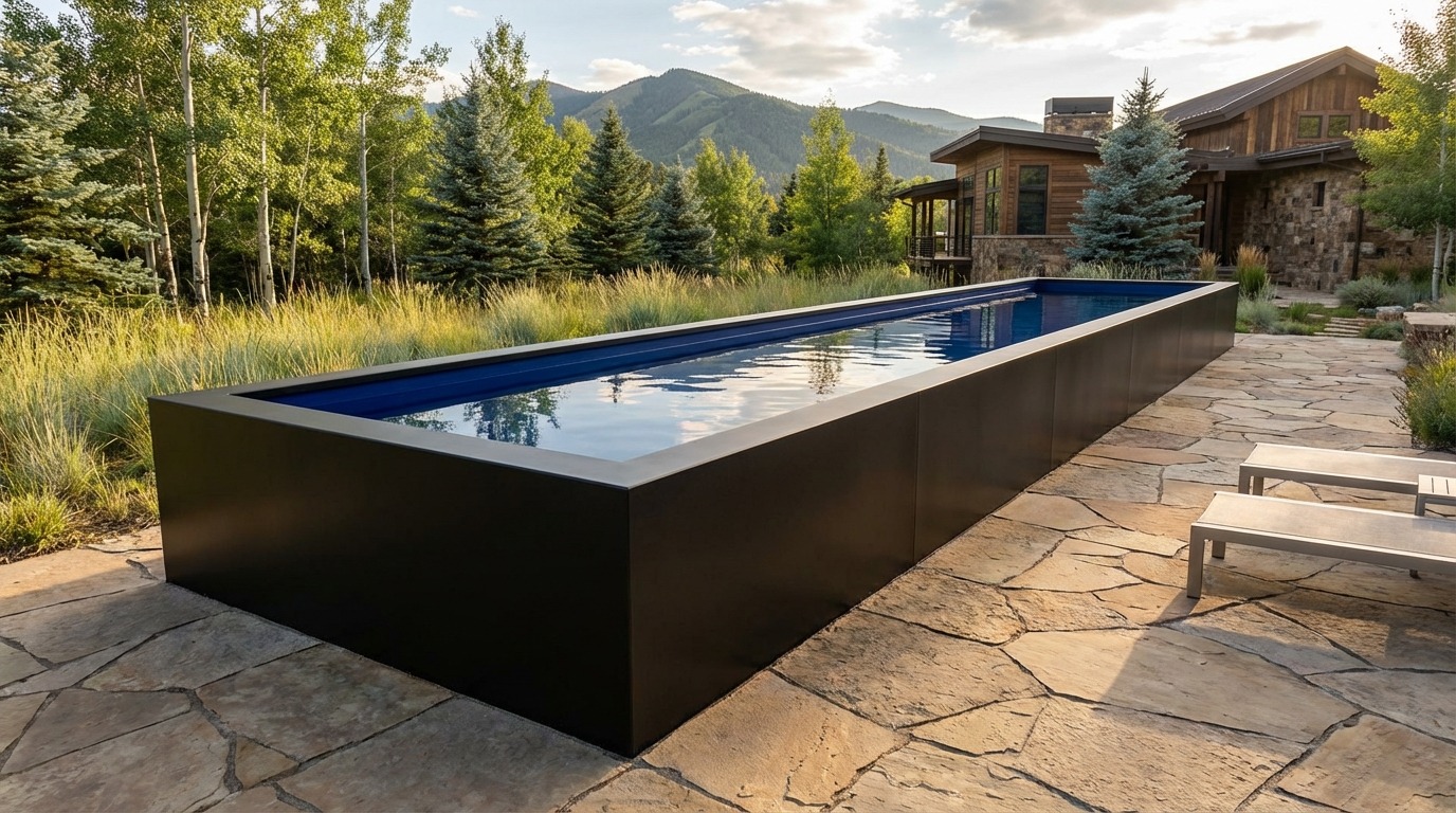 8 x 32 Midnight Black Deep Sea Blue Architectural Pool