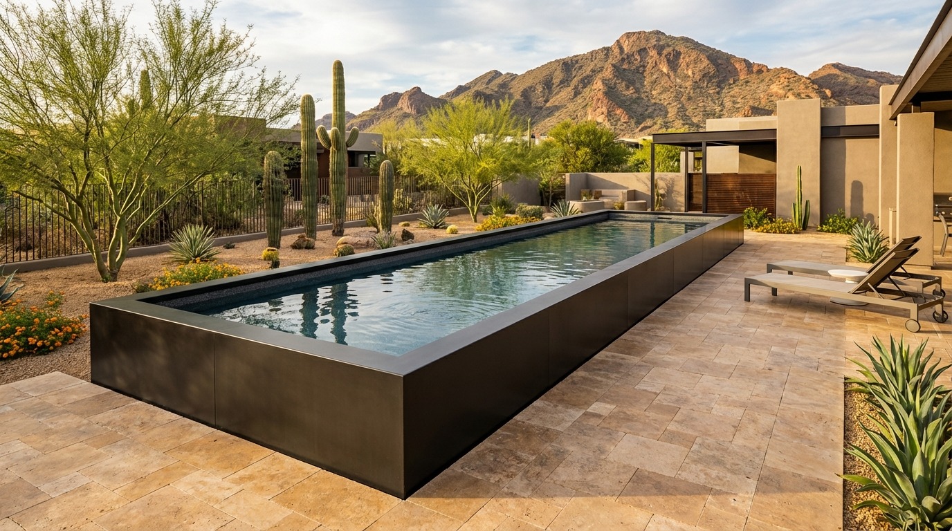 8 x 32 Midnight Black Titanium Stone Architectural Pool