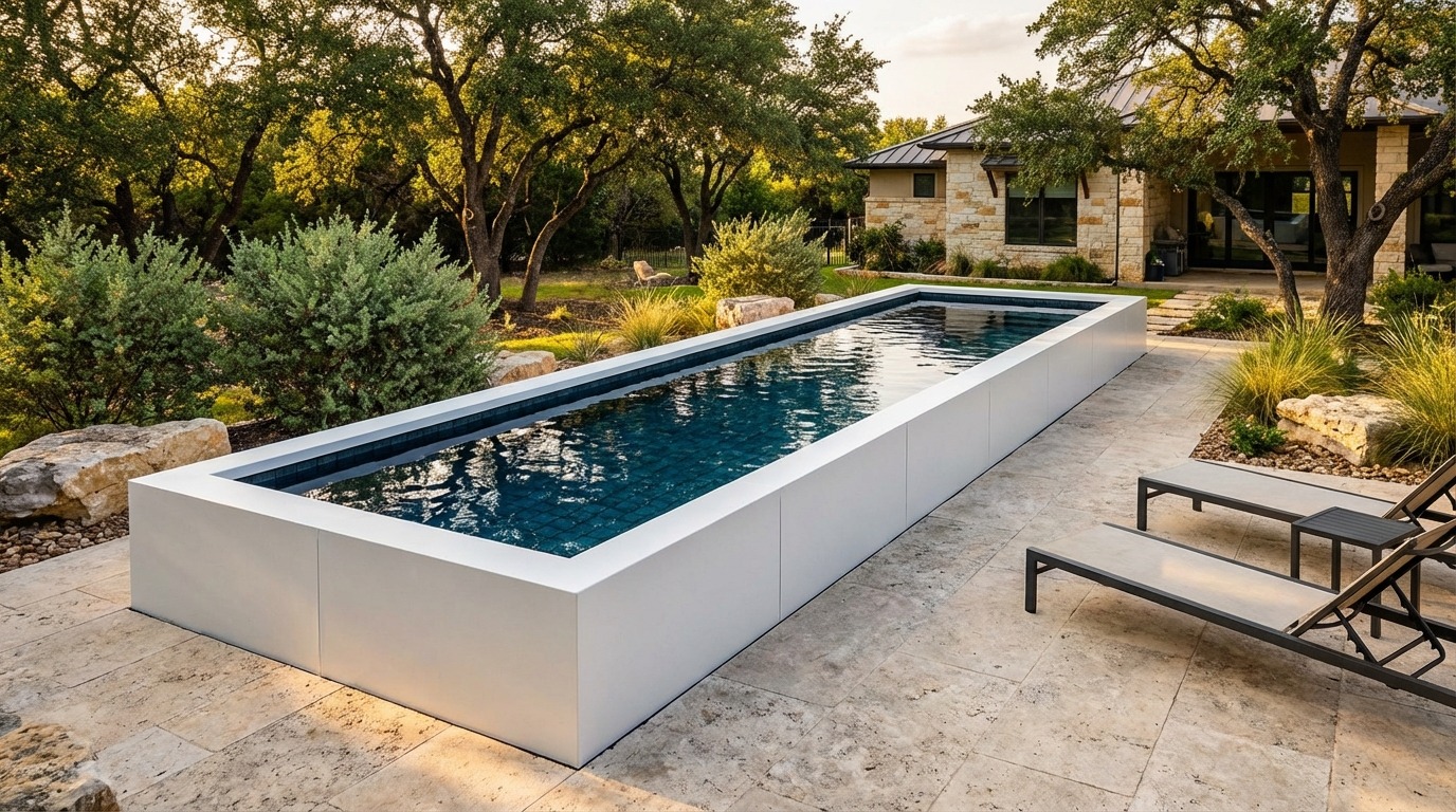 8 x 32 Alpine White Black Sapphire Architectural Pool