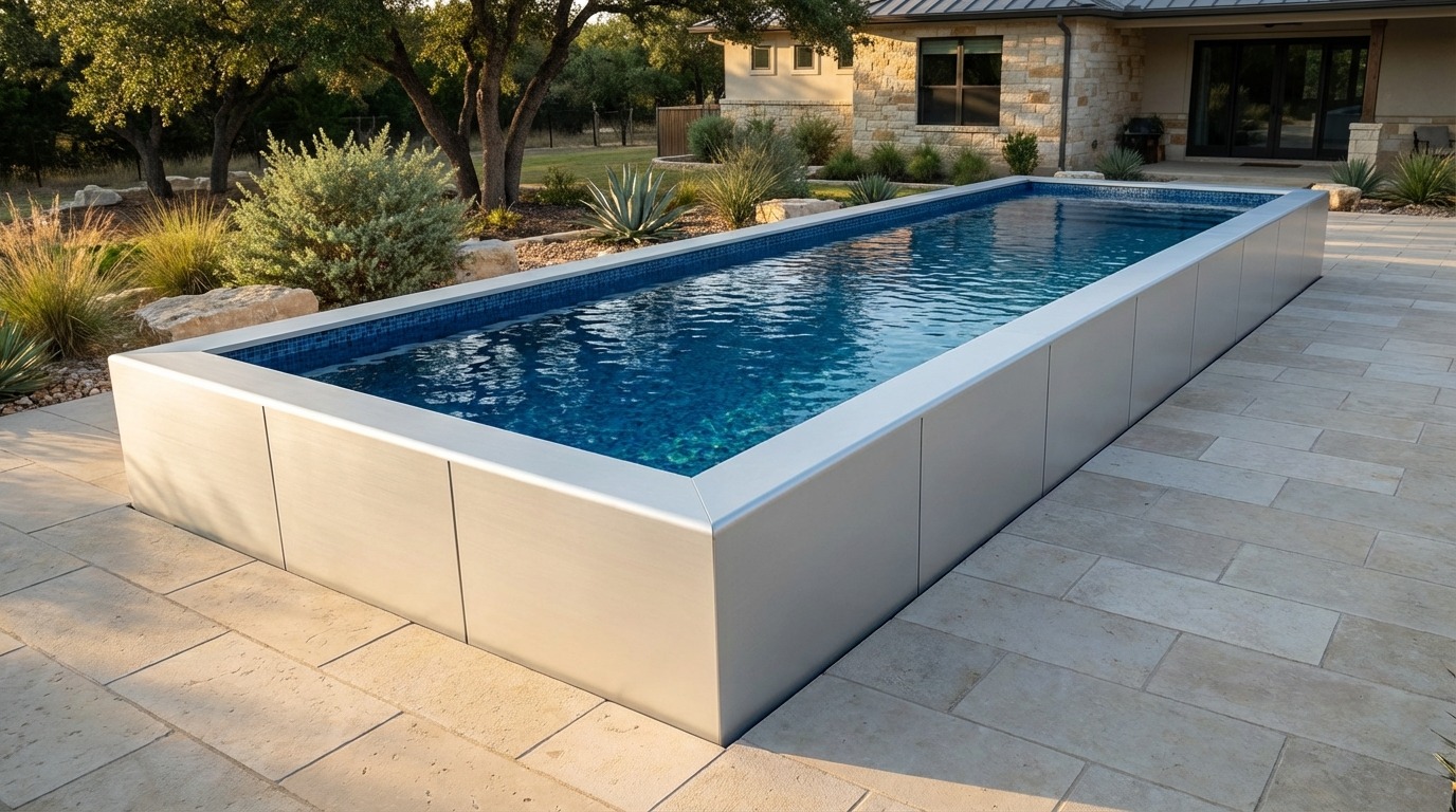 8 x 32 Alpine White Mystic Blue Architectural Pool
