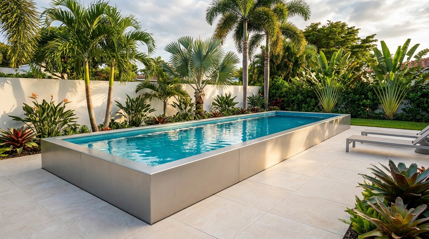 8 x 32 Platinum Silver Blue Topaz Architectural Pool