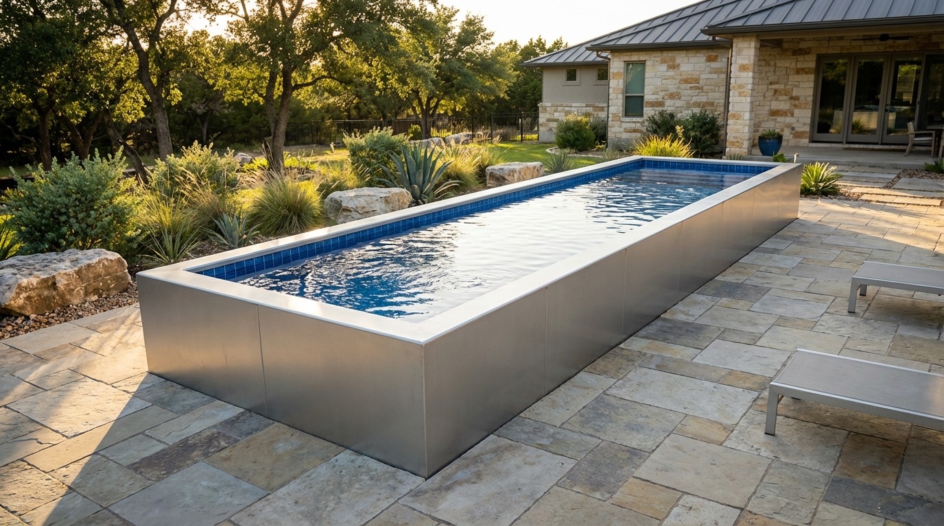 8 x 32 Platinum Silver Blue Matrix Architectural Pool