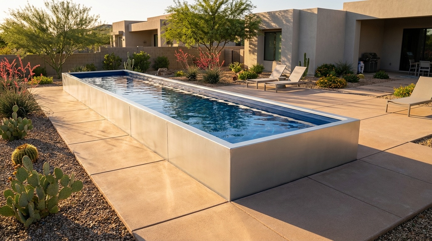 8 x 32 Platinum Silver Deep Sea Blue Architectural Pool