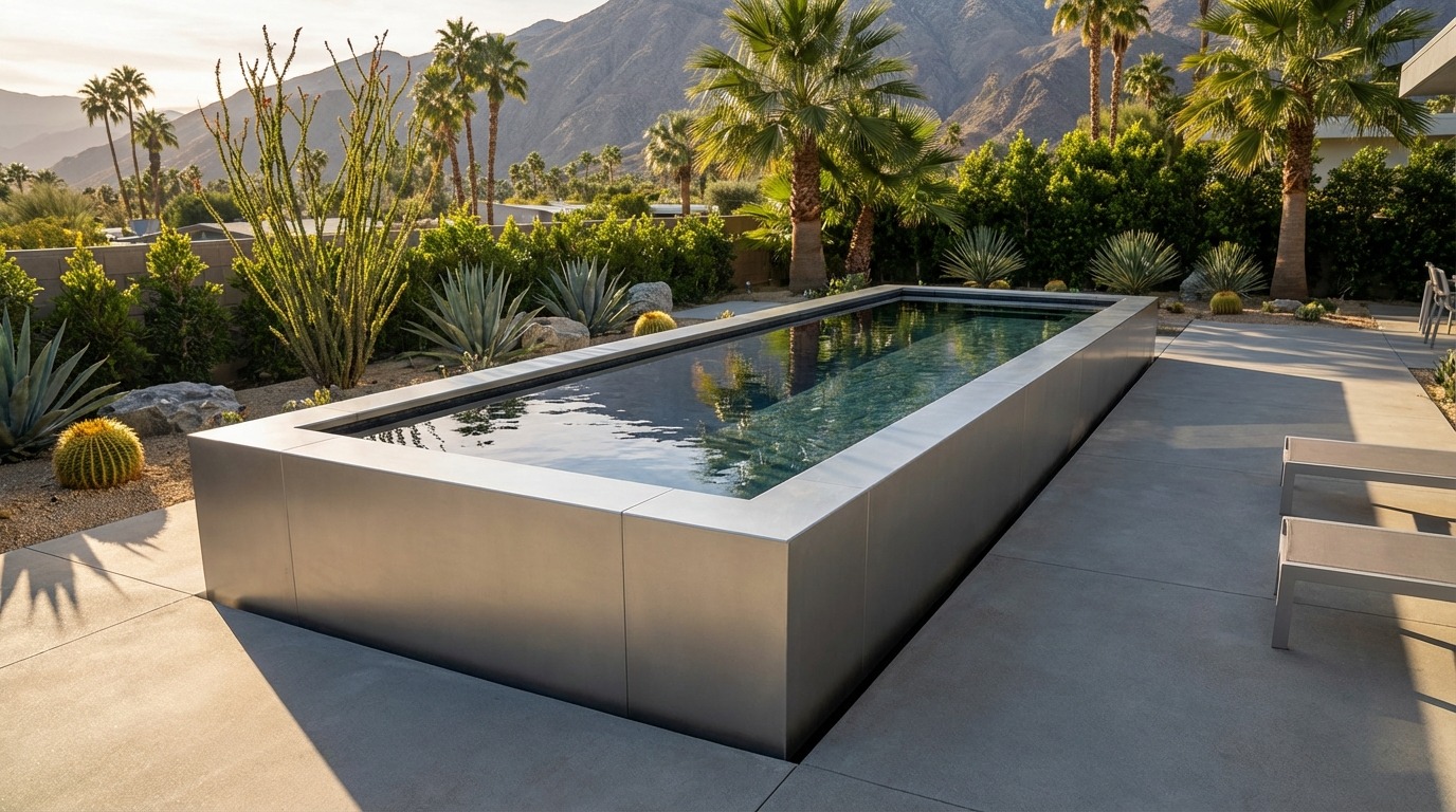 8 x 32 Platinum Silver Titanium Stone Architectural Pool