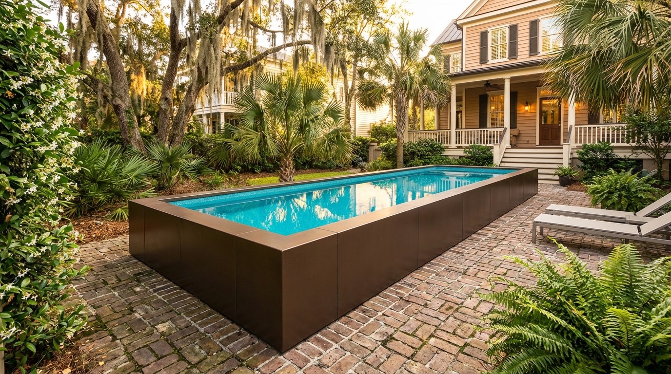 8 x 36 Canyon Bronze Blue Topaz Architectural Pool