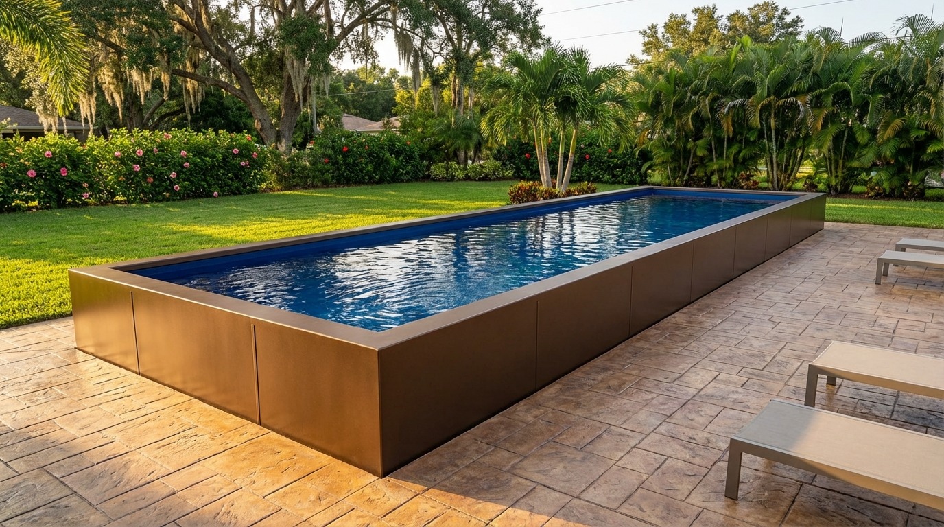 8 x 36 Canyon Bronze Deep Sea Blue Architectural Pool