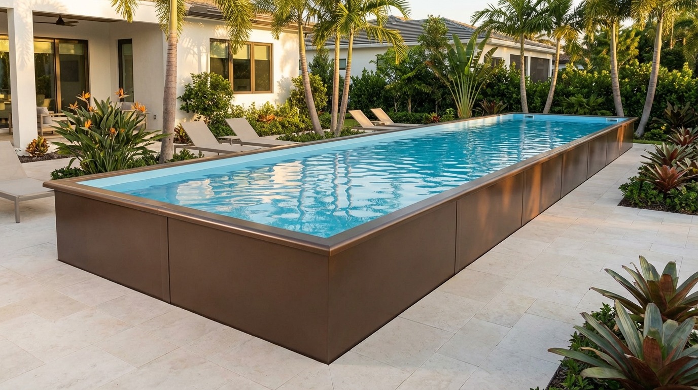 8 x 36 Canyon Bronze Aqua Blue Architectural Pool