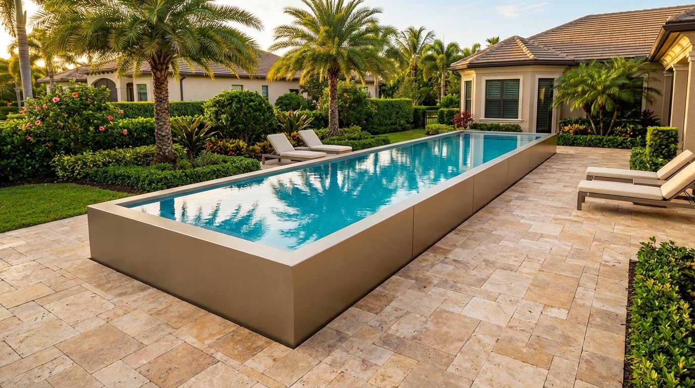 8 x 36 Champagne Mist Blue Topaz Architectural Pool