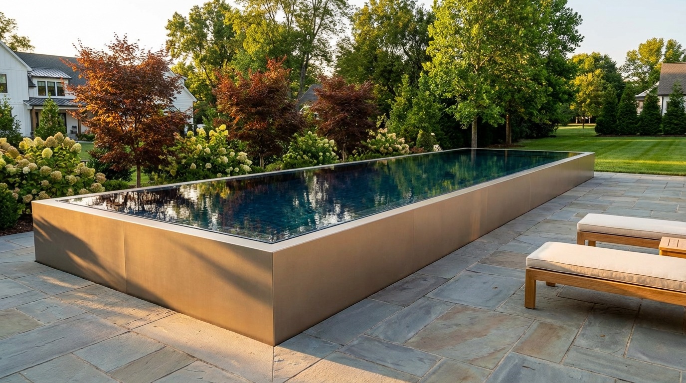 8 x 36 Champagne Mist Black Sapphire Architectural Pool