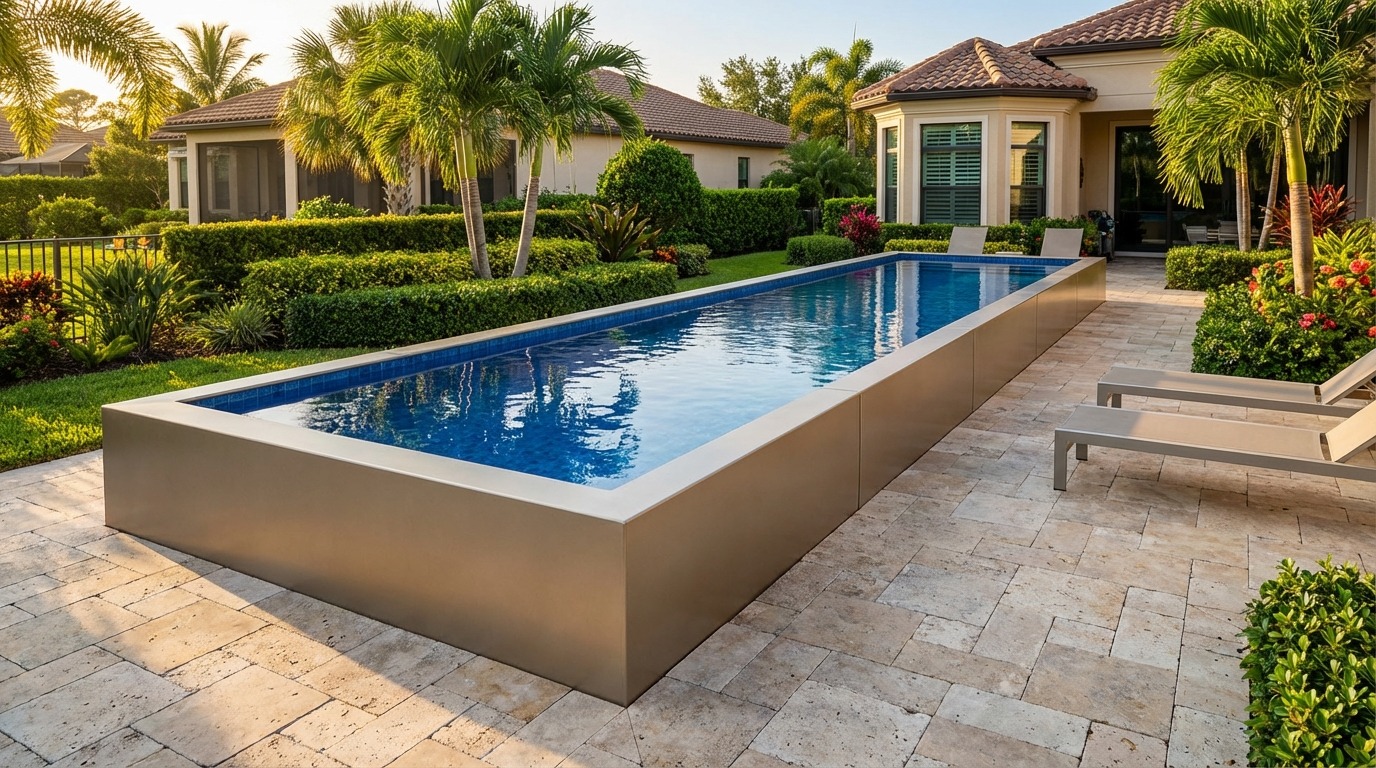 8 x 36 Champagne Mist Blue Matrix Architectural Pool