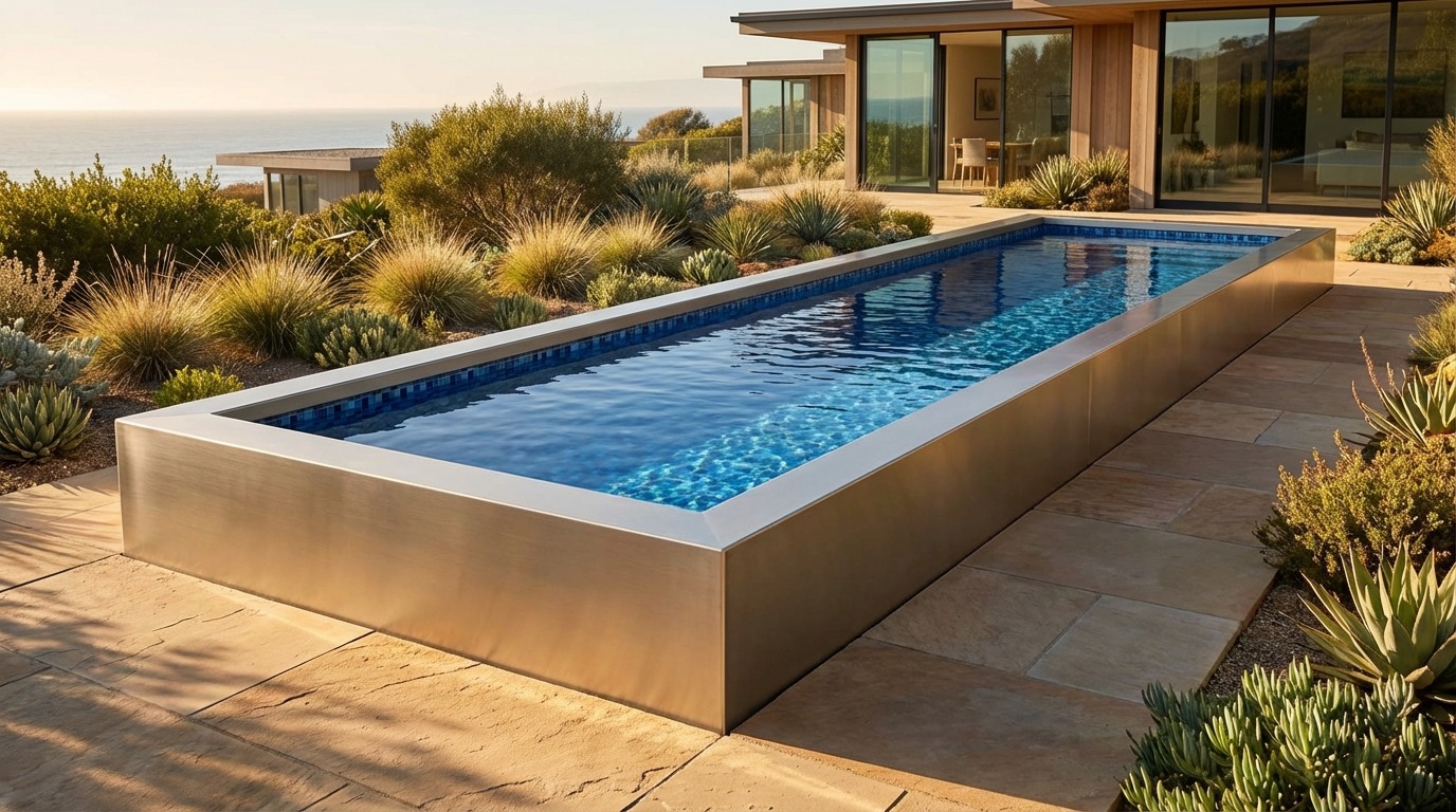 8 x 36 Champagne Mist Mystic Blue Architectural Pool