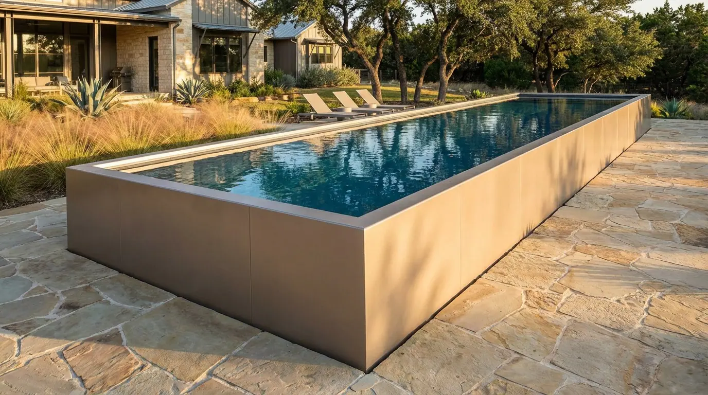 8 x 36 Champagne Mist Deep Sea Blue Architectural Pool