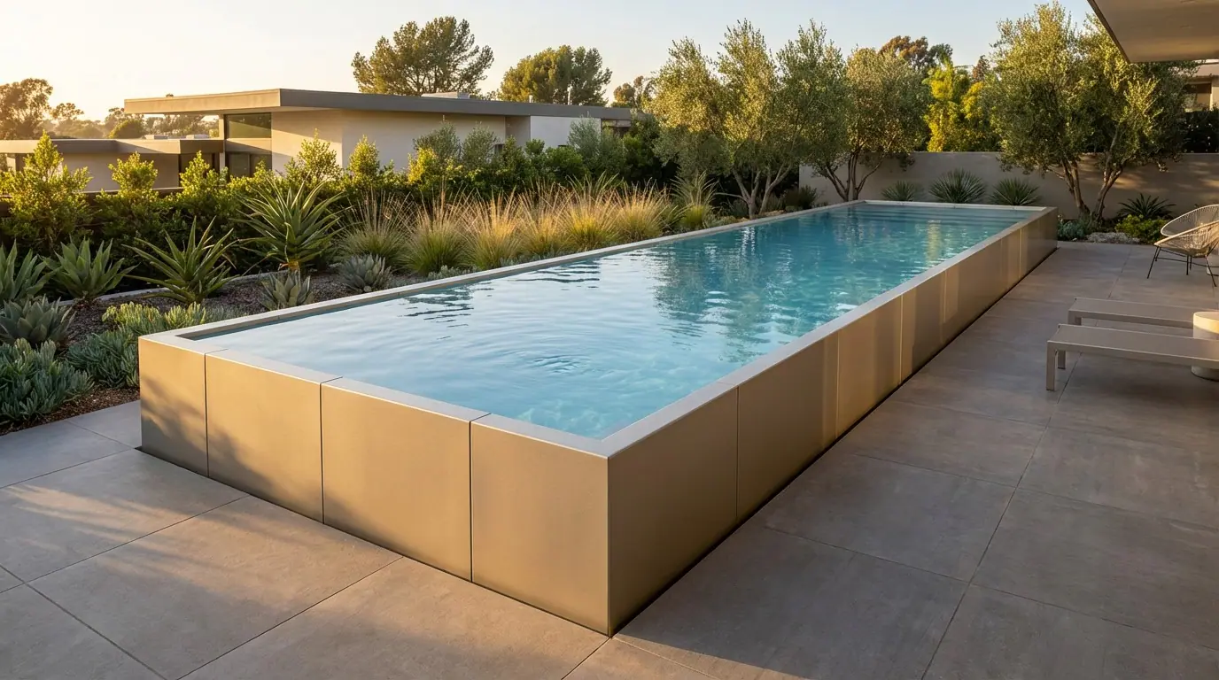 8 x 36 Champagne Mist Aqua Blue Architectural Pool