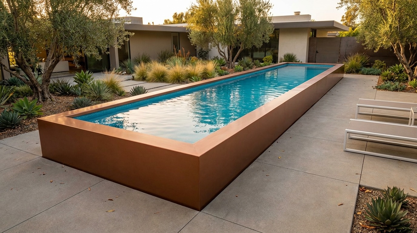 8 x 36 Espresso Copper Blue Topaz Architectural Pool