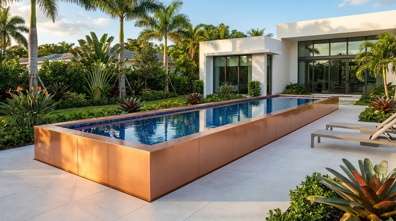 8 x 36 Espresso Copper Mystic Blue Architectural Pool