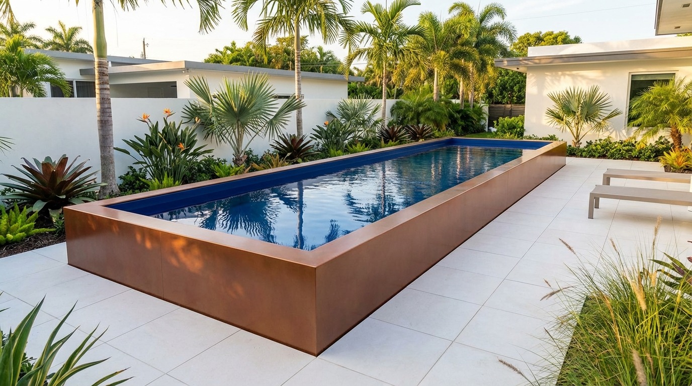 8 x 36 Espresso Copper Deep Sea Blue Architectural Pool