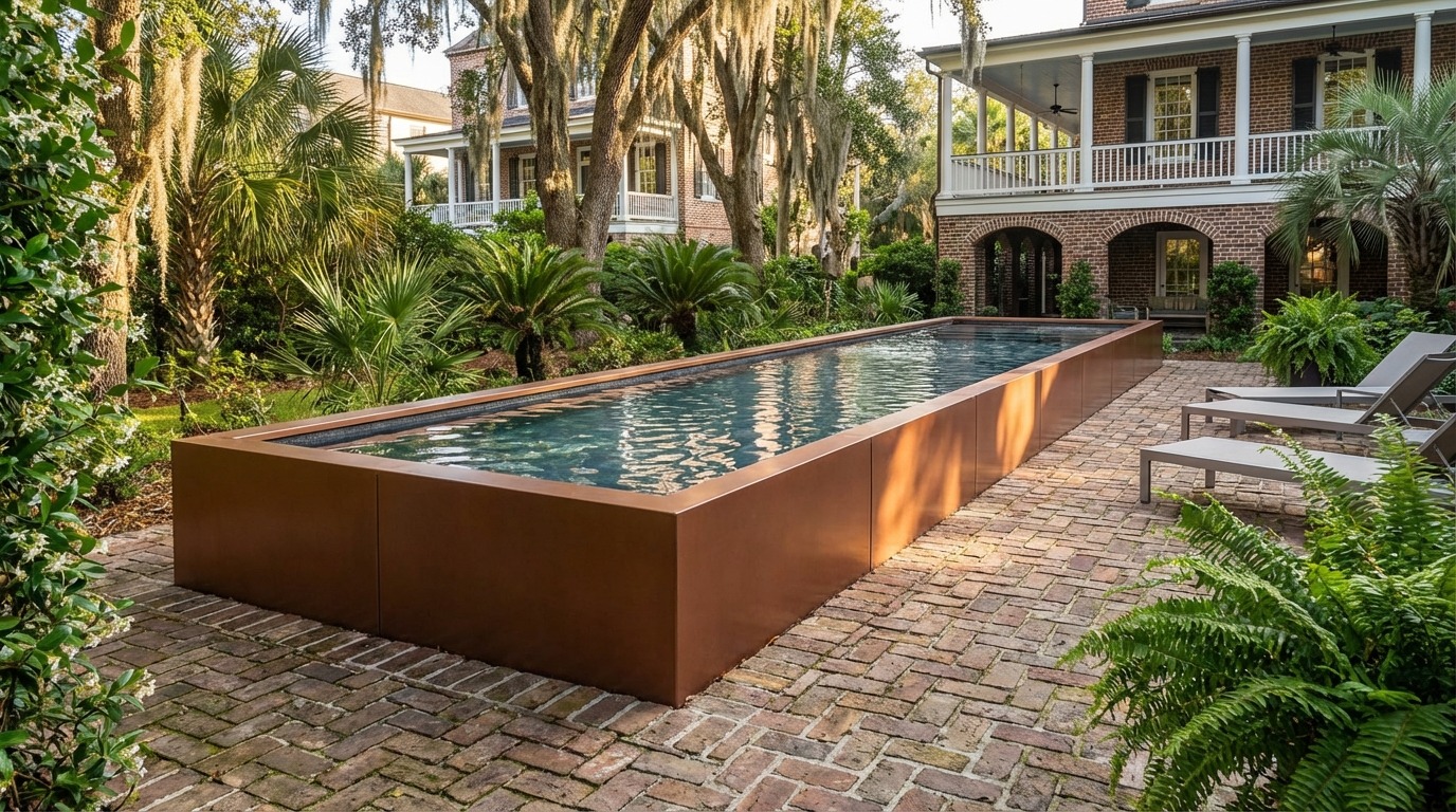 8 x 36 Espresso Copper Titanium Stone Architectural Pool