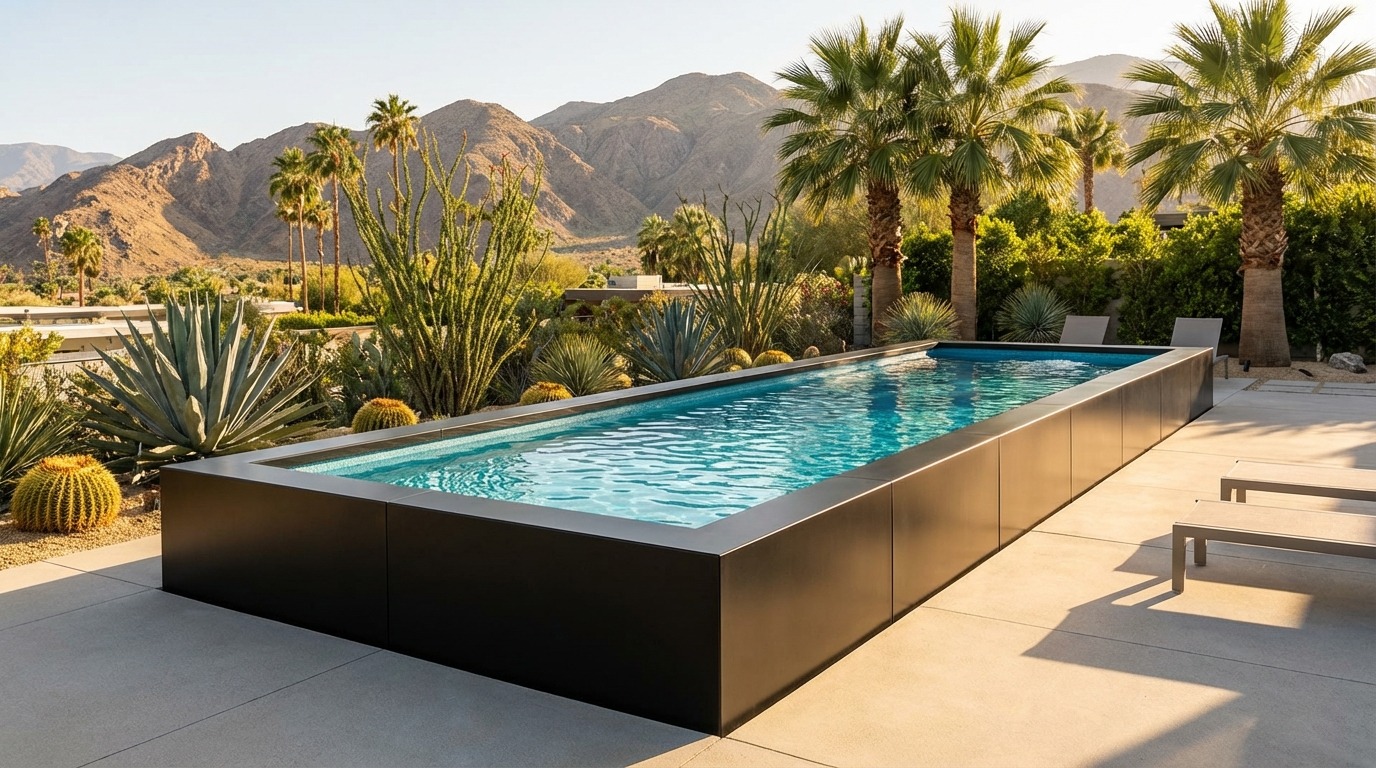 8 x 36 Midnight Black Blue Topaz Architectural Pool