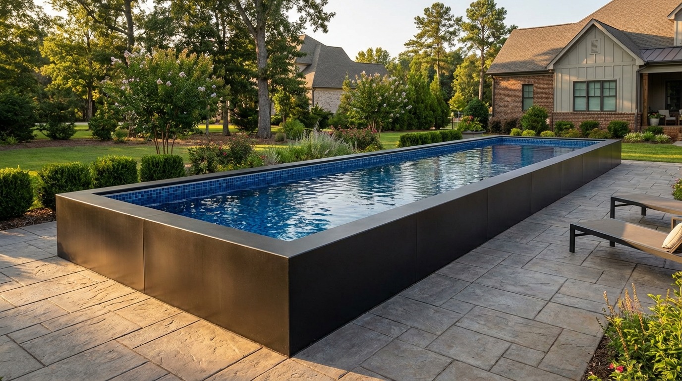 8 x 36 Midnight Black Mystic Blue Architectural Pool