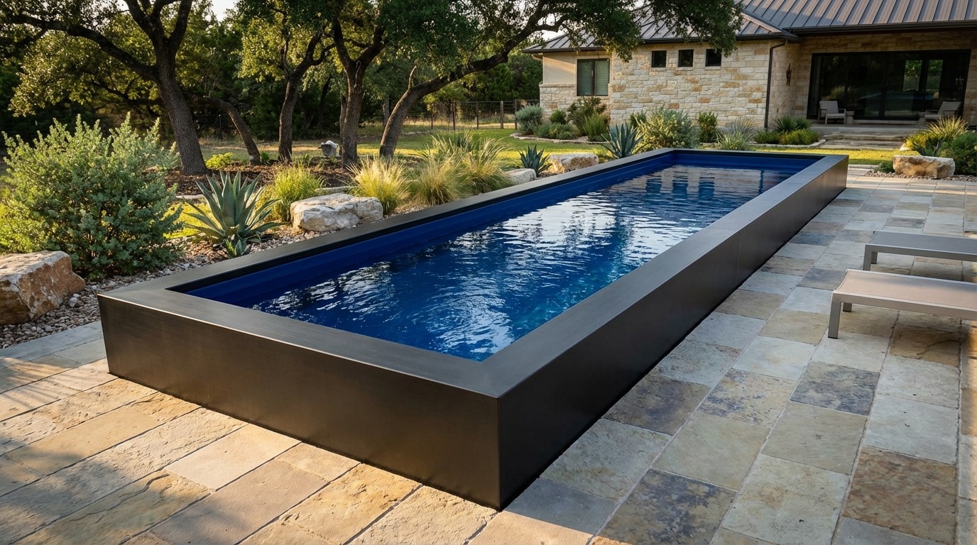 8 x 36 Midnight Black Deep Sea Blue Architectural Pool