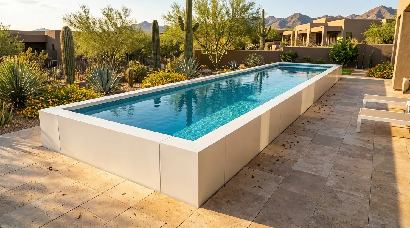8 x 36 Alpine White Blue Topaz Architectural Pool