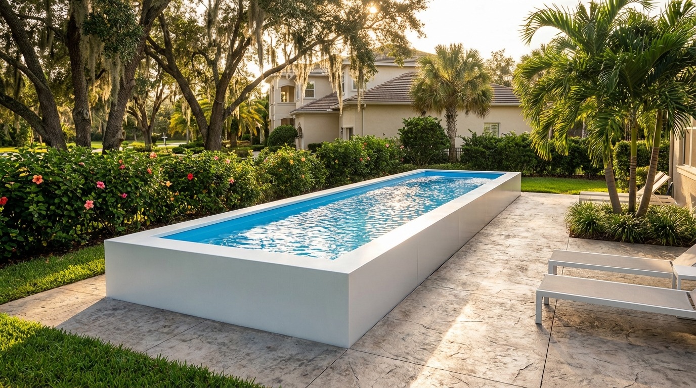8 x 36 Alpine White Aqua Blue Architectural Pool