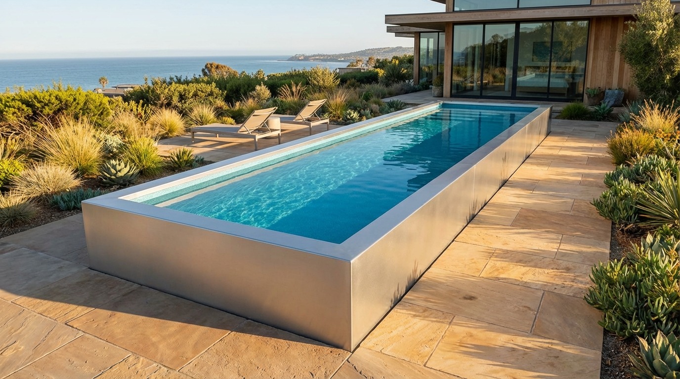 8 x 36 Platinum Silver Blue Topaz Architectural Pool