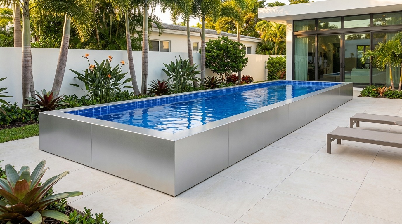 8 x 36 Platinum Silver Blue Matrix Architectural Pool