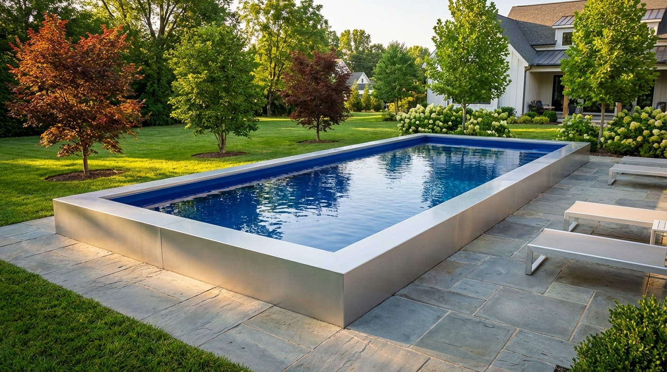 8 x 36 Platinum Silver Deep Sea Blue Architectural Pool