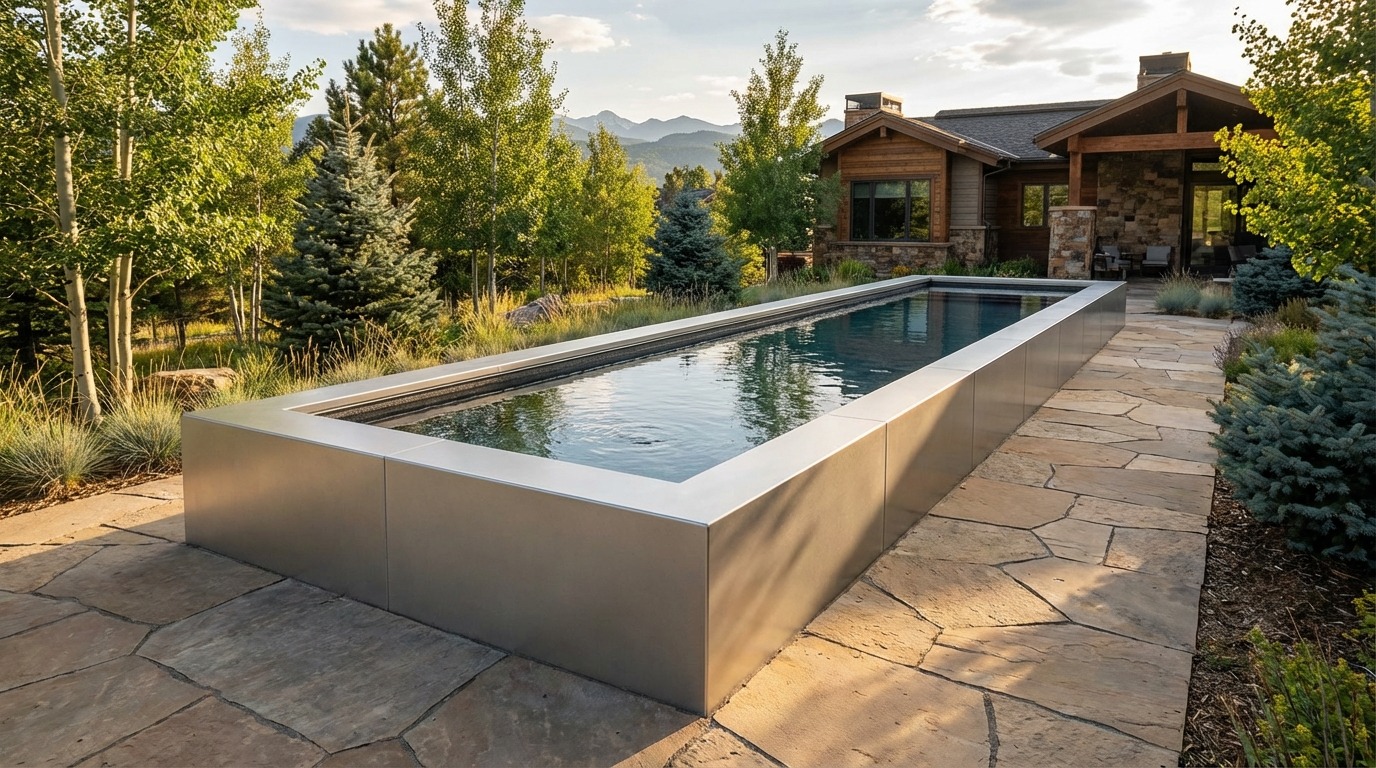 8 x 36 Platinum Silver Titanium Stone Architectural Pool