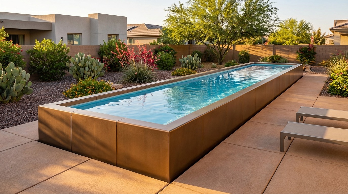 8 x 40 Canyon Bronze Aqua Blue Architectural Pool