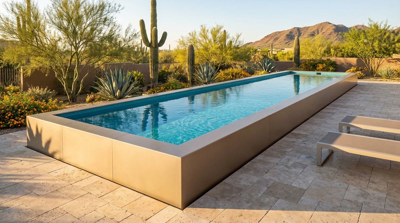 8 x 40 Champagne Mist Blue Topaz Architectural Pool