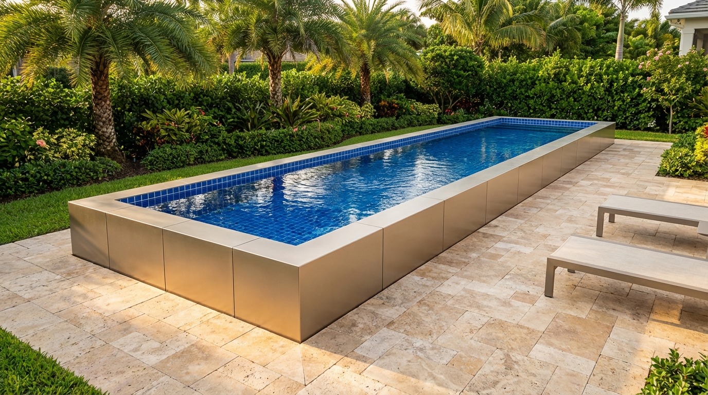 8 x 40 Champagne Mist Blue Matrix Architectural Pool