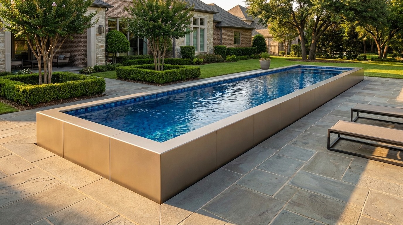 8 x 40 Champagne Mist Mystic Blue Architectural Pool