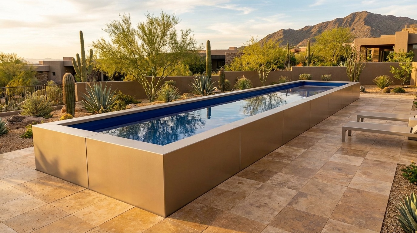 8 x 40 Champagne Mist Deep Sea Blue Architectural Pool