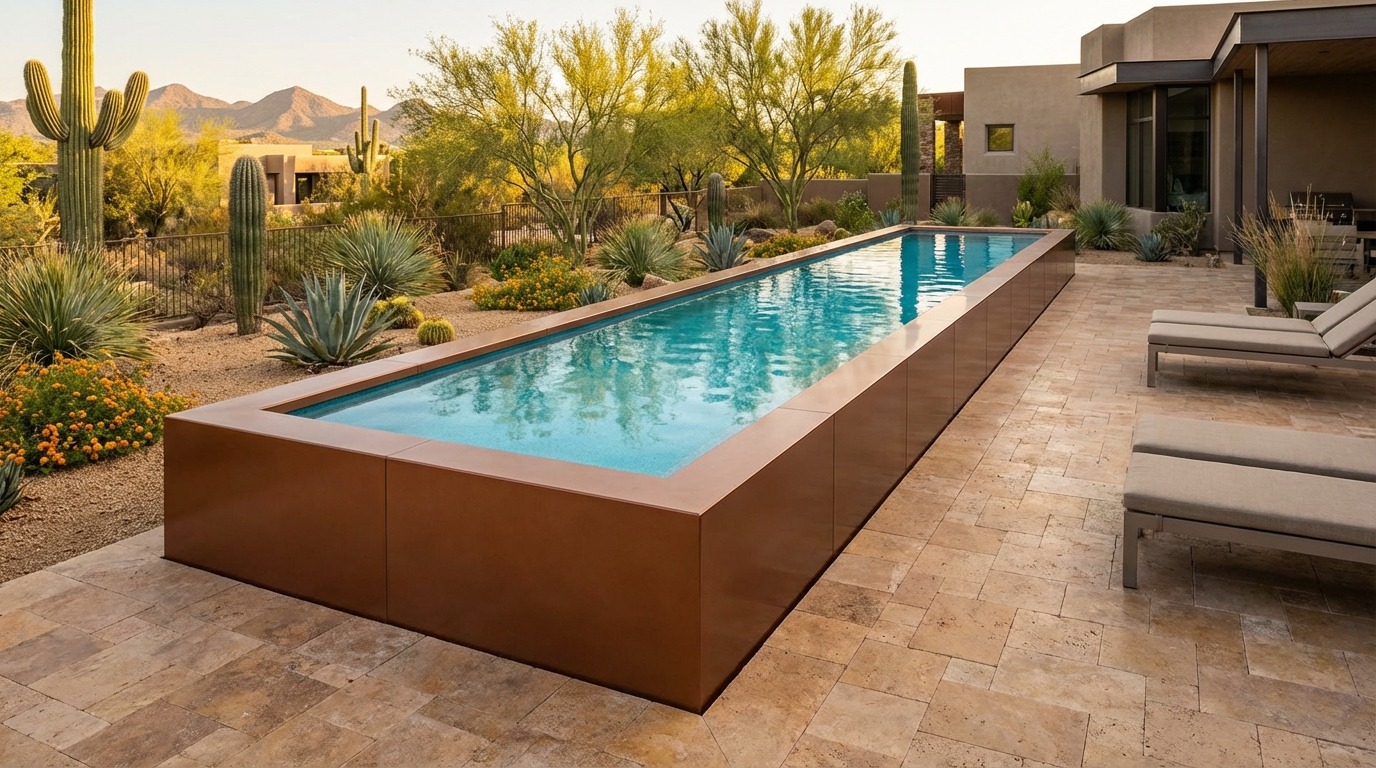 8 x 40 Espresso Copper Blue Topaz Architectural Pool