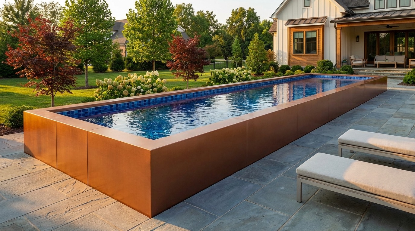 8 x 40 Espresso Copper Mystic Blue Architectural Pool