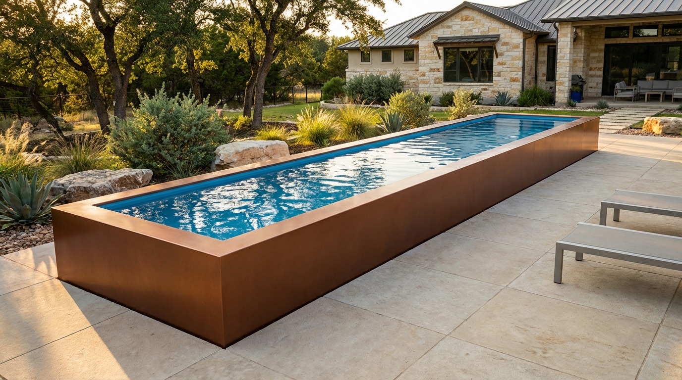 8 x 40 Espresso Copper Aqua Blue Architectural Pool