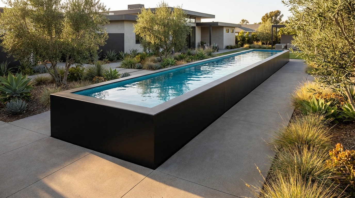 8 x 40 Midnight Black Blue Topaz Architectural Pool
