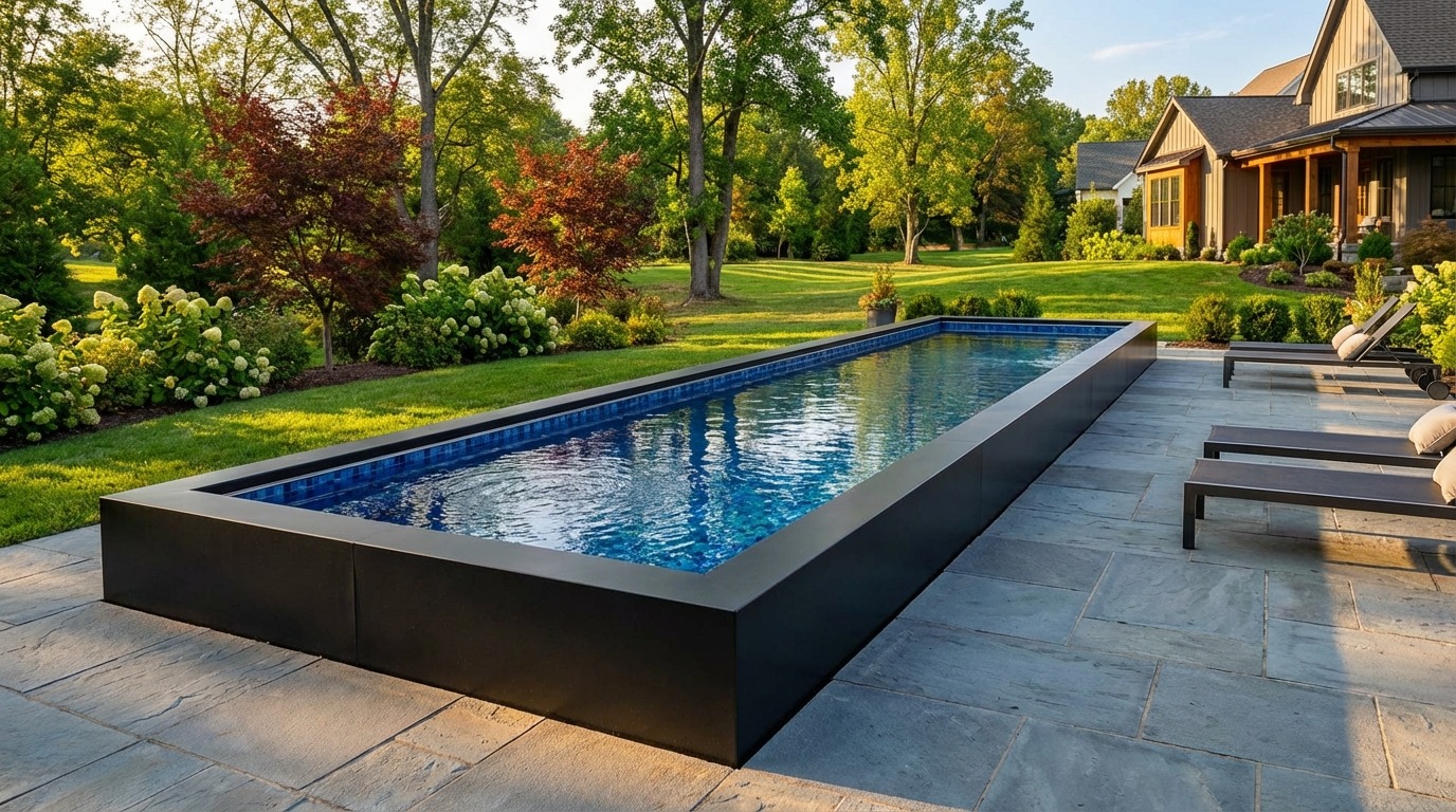 8 x 40 Midnight Black Mystic Blue Architectural Pool