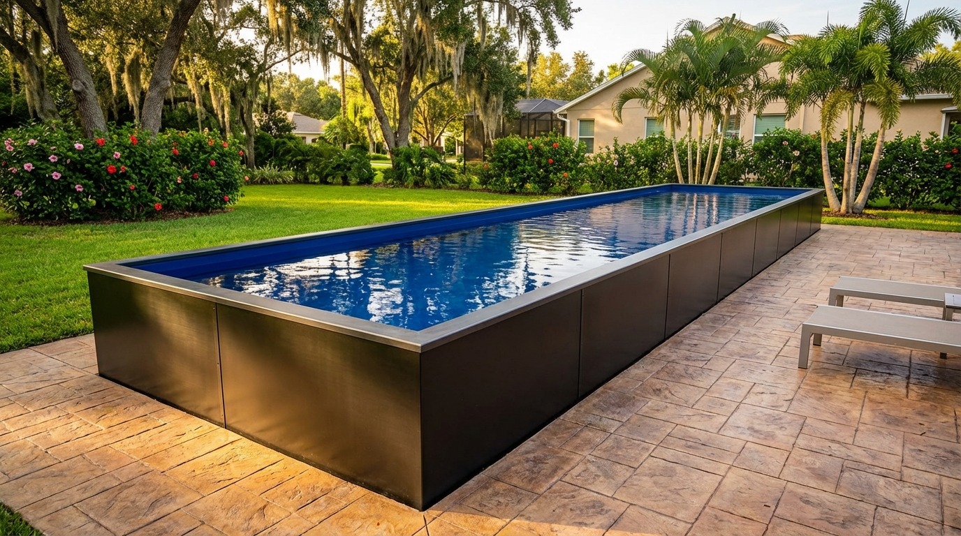 8 x 40 Midnight Black Deep Sea Blue Architectural Pool