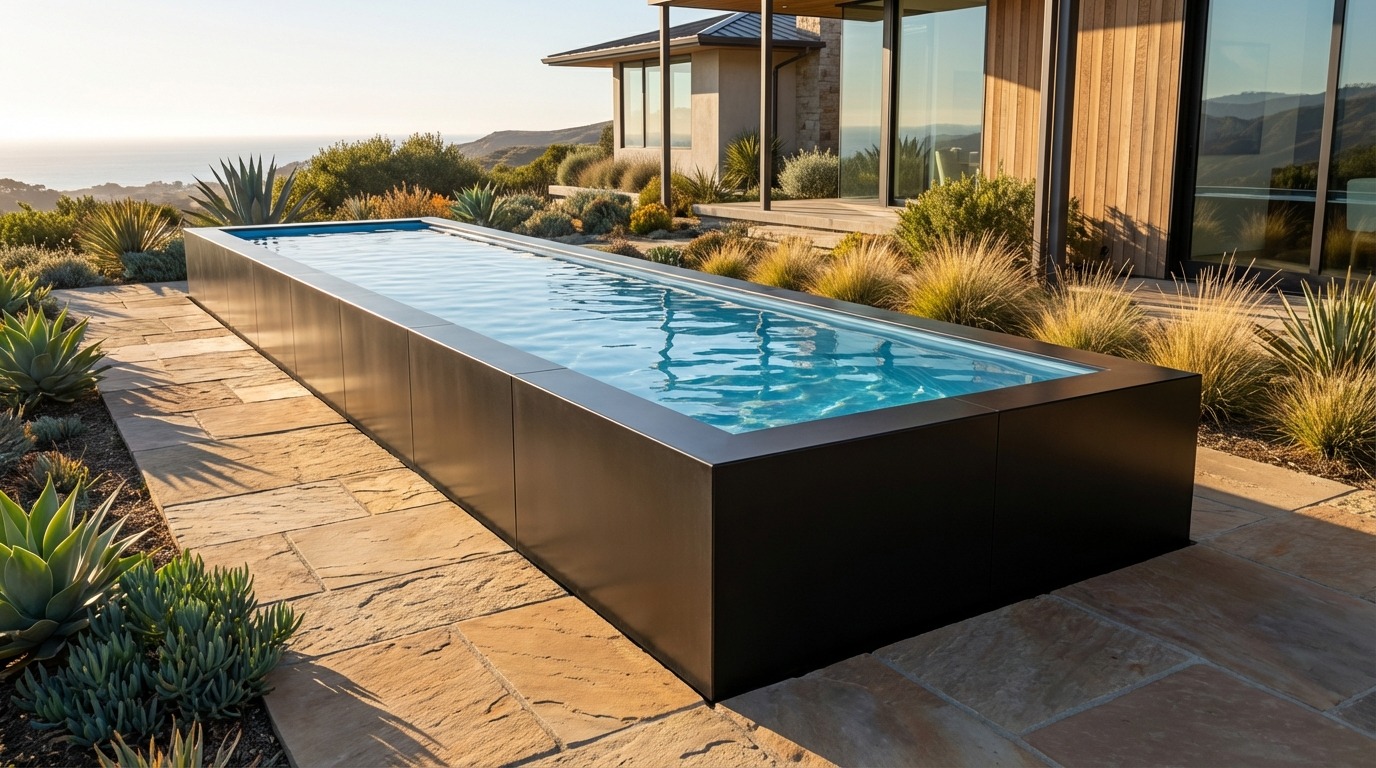 8 x 40 Midnight Black Aqua Blue Architectural Pool