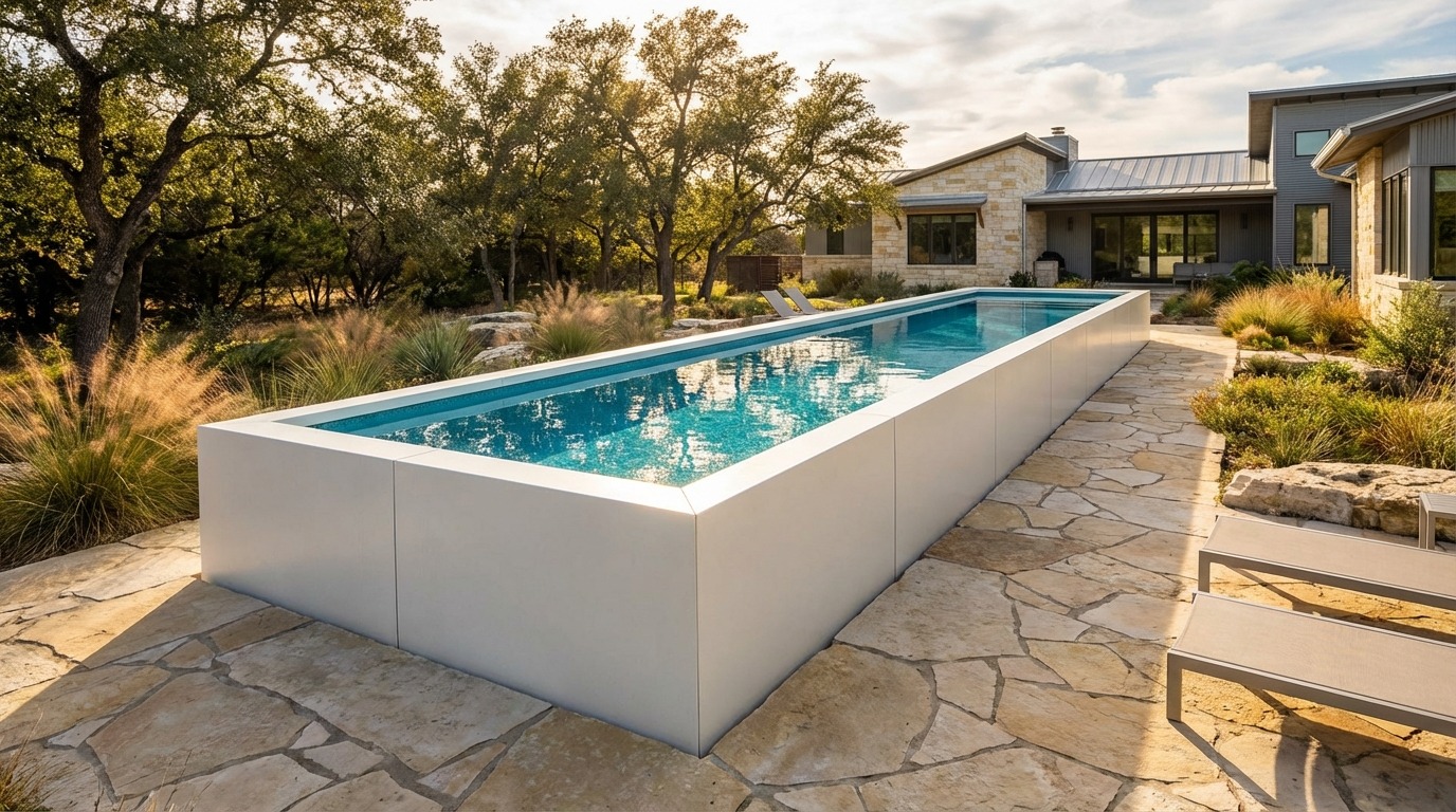 8 x 40 Alpine White Blue Topaz Architectural Pool