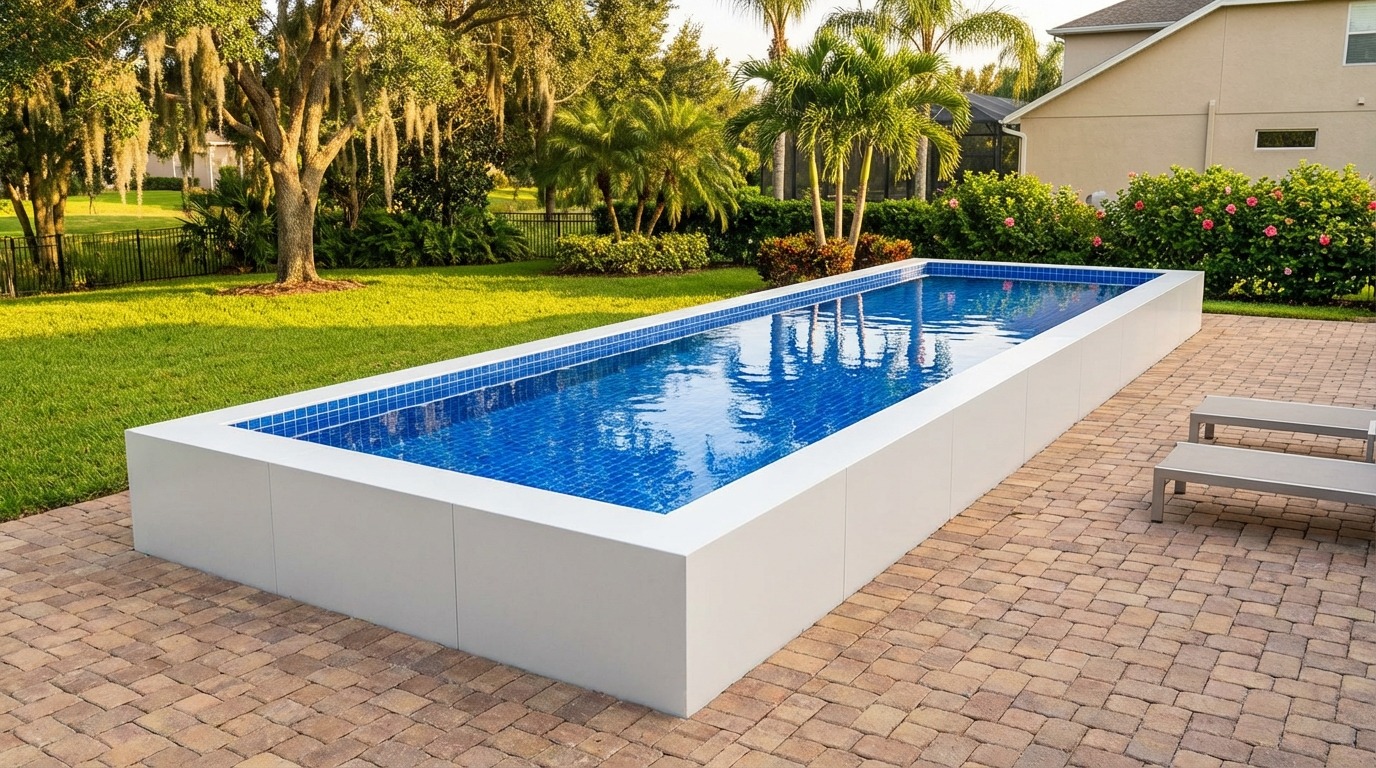 8 x 40 Alpine White Blue Matrix Architectural Pool